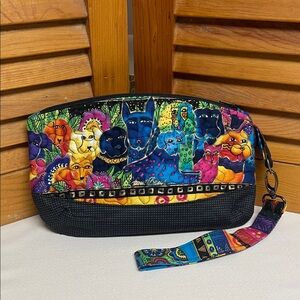 Colourful Laurel Burch Print Fabric Design  Wristlet Clutch/Cosmetic Bag